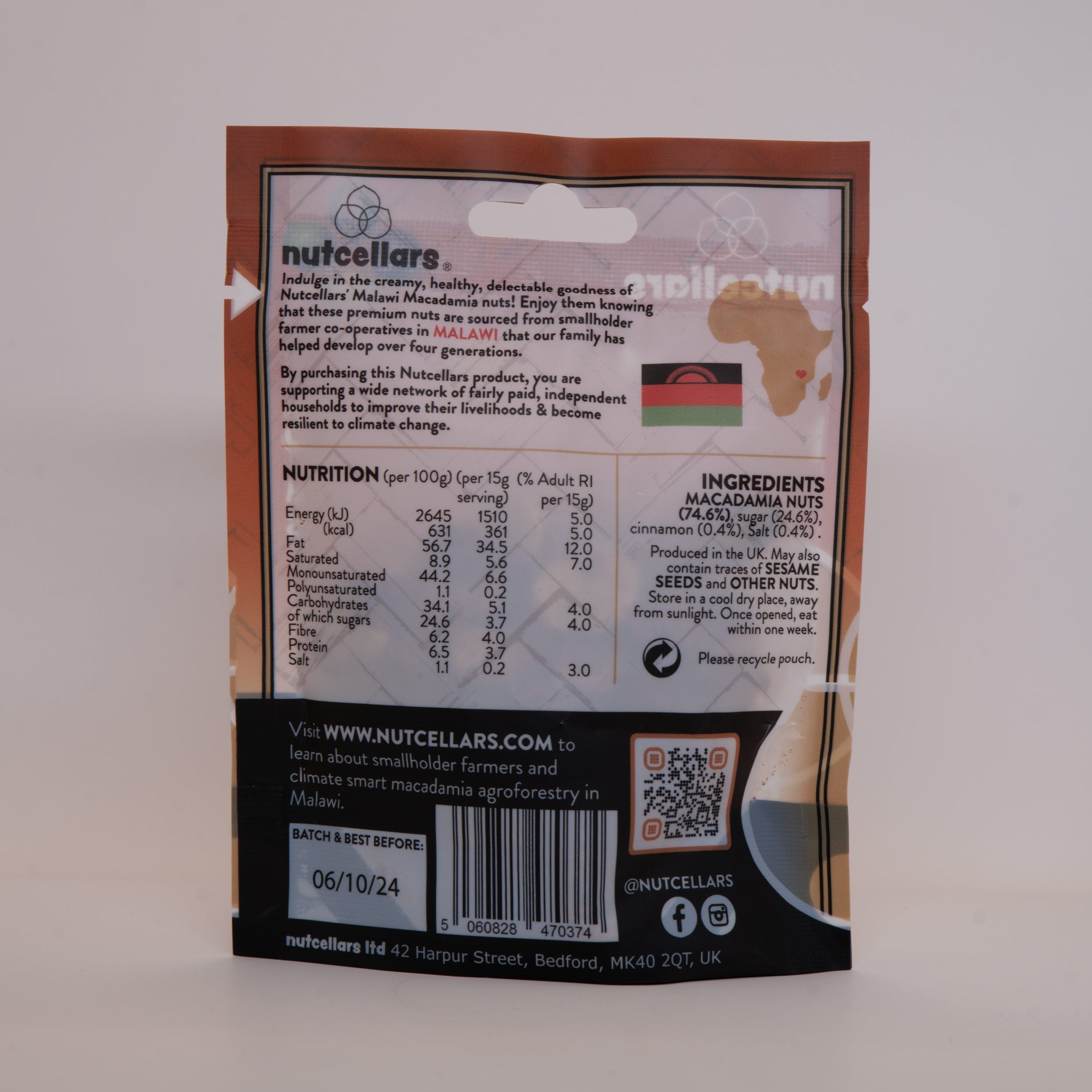 Cinnamon Caramelised Macadamia nuts snack sized bag 45g for snacking