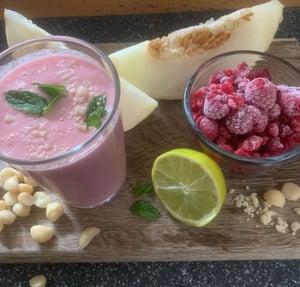 Melon Raspberry and Macadamia Smoothie